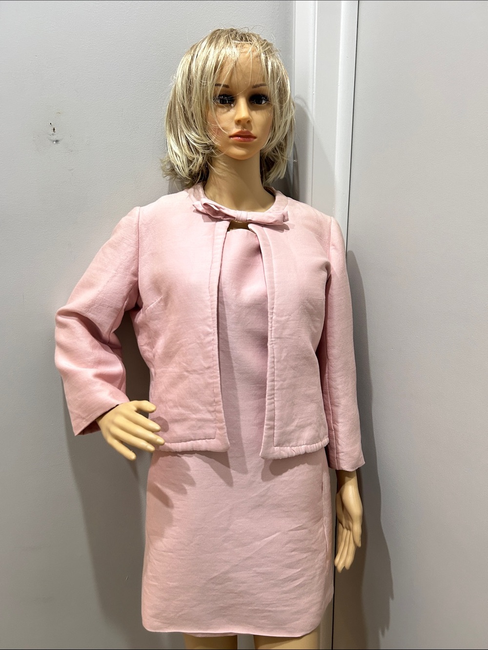Vintage Soft Pink Two-Piece Lined Dress Set
